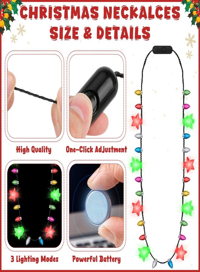 Traplace 4 PCS Christmas Light Up Necklaces, 8 LED Bulbs Light Up Christmas Necklace, 3 Modes Colorful Xmas Party Supplies for Women, Xmas Decor for Ugly Sweater Holiday Party Festive Gifts - Image 3